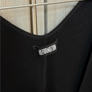 *SOLD* Reformation Black Ribbed Knit Tie Wrap Top